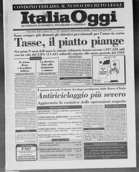 Italia oggi : quotidiano di economia finanza e politica